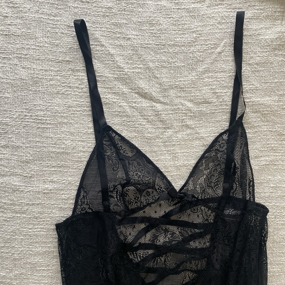 Victoria's Secret Black Lace Slip with Bows - Picture 2 of 8